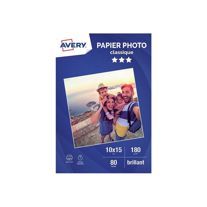 4004182067178-Avery - Papier Photo brillant - 10 x 15 cm - 180 g/m² - impression jet d'encre - 80 feuilles-Avant-0