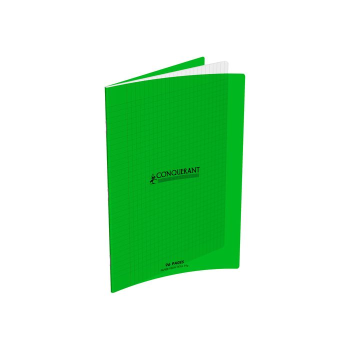 3020120216942-Conquérant Classique - Cahier polypro 24 x 32 cm - 96 pages - grands carreaux (Seyes) - vert-Avant-0