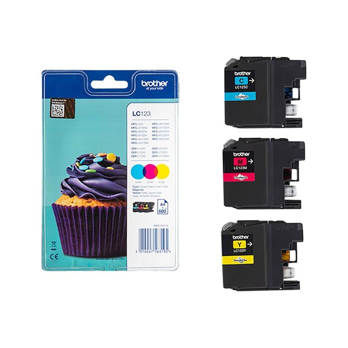 5014047563195-Brother LC123 - Pack de 3 - cyan, magenta, jaune - cartouche d'encre originale-Avant-2