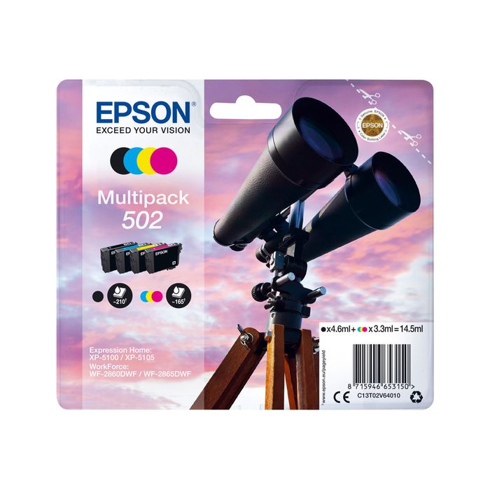 8715946653150-Epson 502 Jumelles - pack de 4 - noir, cyan, magenta, jaune - cartouche d'encre originale-Avant-2