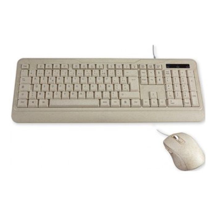 3700224769741-MCL Samar - Clavier + Souris filaire - Bioplastic - AZERTY Français - Terrazzo Beige-Avant-0