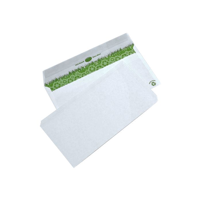 3240180106957-La Couronne - 500 Enveloppes recyclées DL 110 x 220 mm - 80 gr - sans fenêtre - blanc-Angle gauche-1