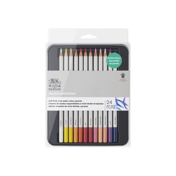 884955064924-Winsor & Newton Studio Collection - 24 Crayons de couleur - boîte en métal - couleurs assorties-Avant-0