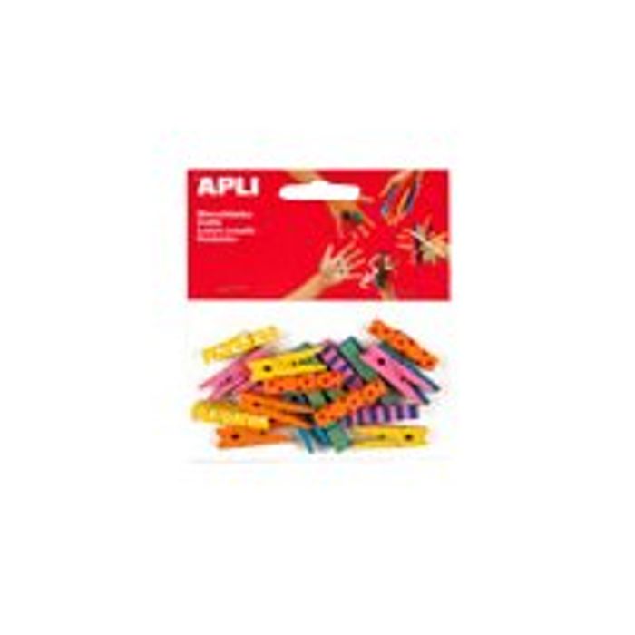 8410782134800-Apli - 20 pinces à linge bois - coloris assortis-Avant-0