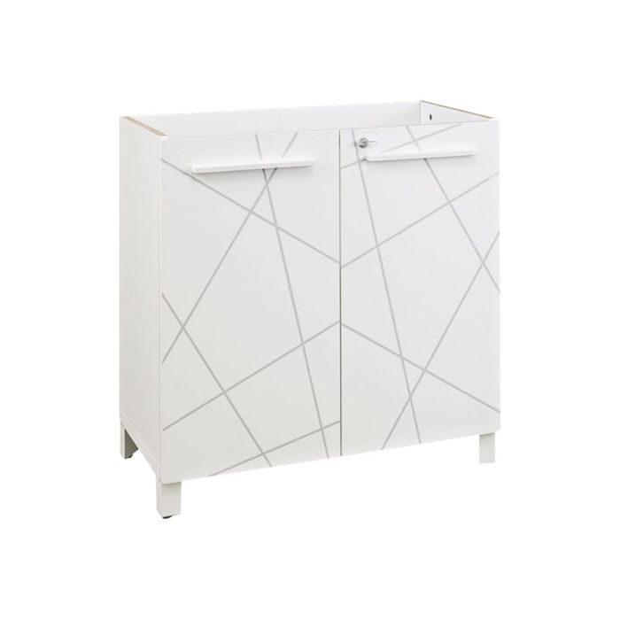 3483600215970-Rangement bas SUNDAY - L80 x H79 x P42 - 2 portes - blanc graphic (top surmeuble non compri-Angle gauche-0