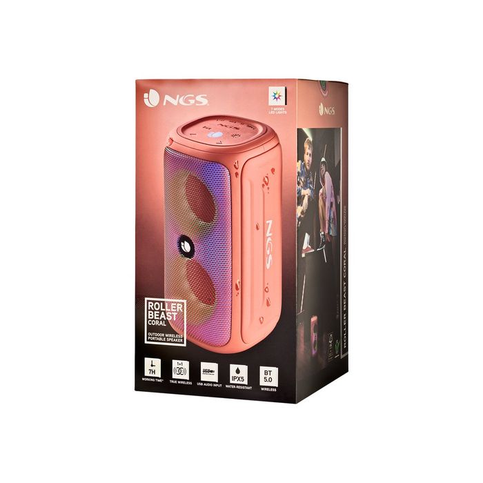 8435430622188-NGS Roller Beast - Mini enceinte sans fil - Bluetooth - 32 Watt - Corail-Angle droit-6