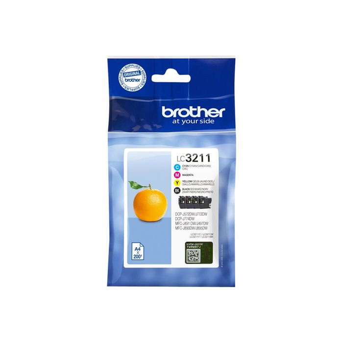 4977766780148-Brother LC3211 - pack de 4 - noir, cyan, magenta, jaune - cartouche d'encre originale-Avant-1