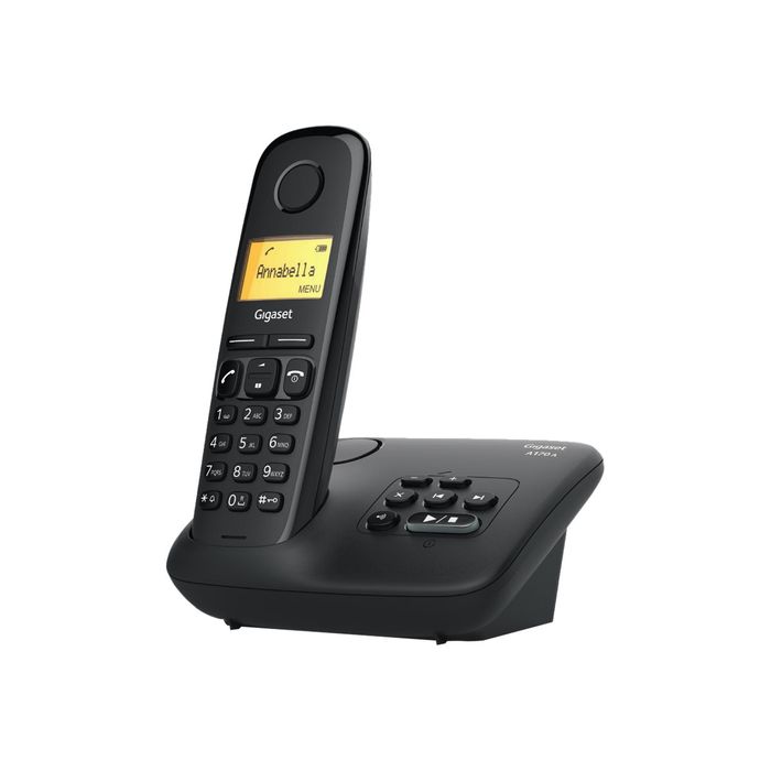 4250366853475-Gigaset - téléphone sans fil - avec répondeur + combiné supplémentaire - noir-Angle droit-1
