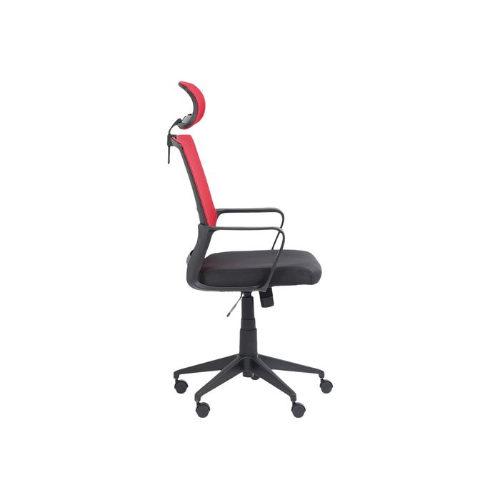 3760185020879-Fauteuil de bureau LIBERTY 02 - accoudoirs fixes - appui-tête réglable - noir et rouge-Gauche-4