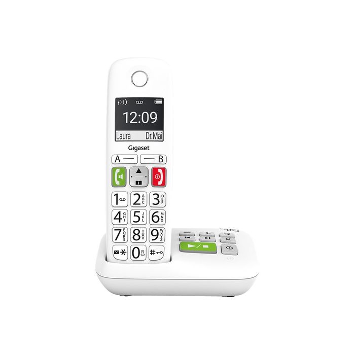4250366856117-Gigaset E290A - téléphone sans fil à grosse touche - avec répondeur - blanc-Avant-1