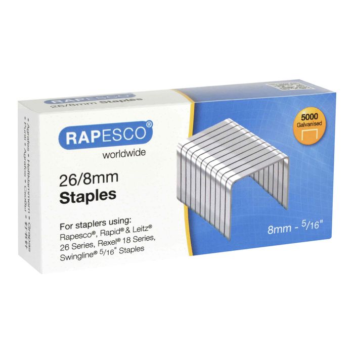 5018505015882-Rapesco - Boîte de 5000 agrafes 26/8 - jusqu'à 50 feuilles-Angle gauche-0