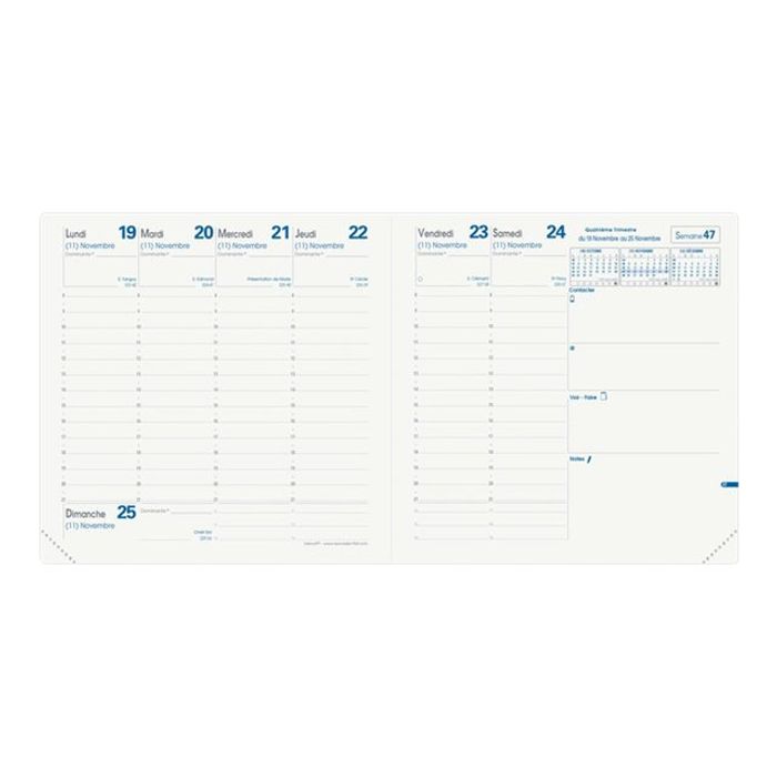 3371010386444-Agenda Equology - 1 semaine sur 2 pages - 16 x 16 cm - bleu lagon - Quo Vadis-Avant-1