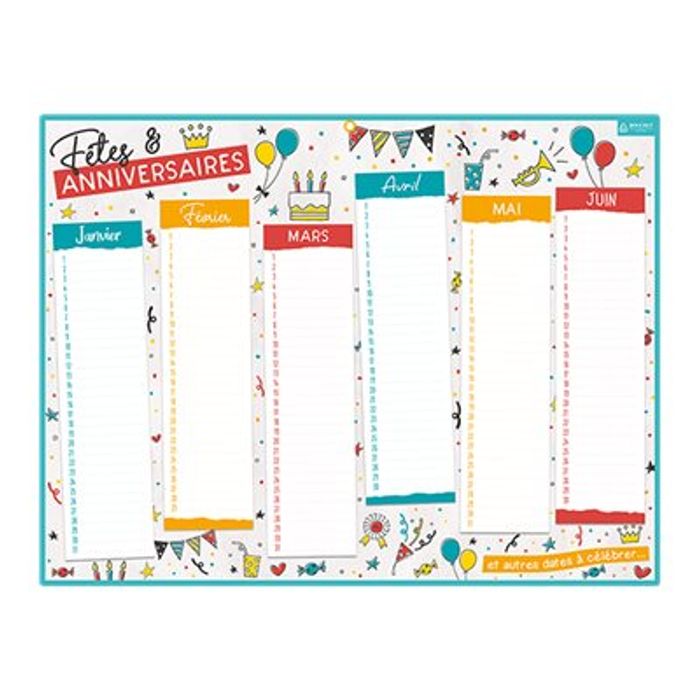 3592930004496-Bouchut - Calendrier perpétuel Fêtes et anniversaires - 32 x 42 cm-Avant-0