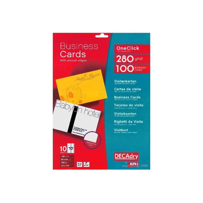 5413493180121-Apli DECAdry - Papier pour 100 cartes de visite 85 x 54 mm - 280 g/m² - 10 feuilles-Avant-0