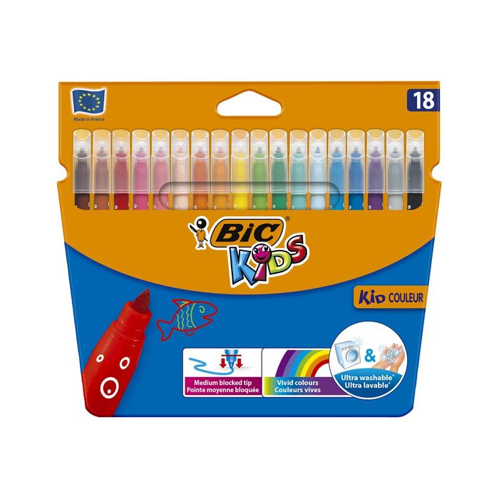 3086123329249-BIC Kids Couleur - 18 Feutres - 0.8 mm - couleurs assorties-Avant-0