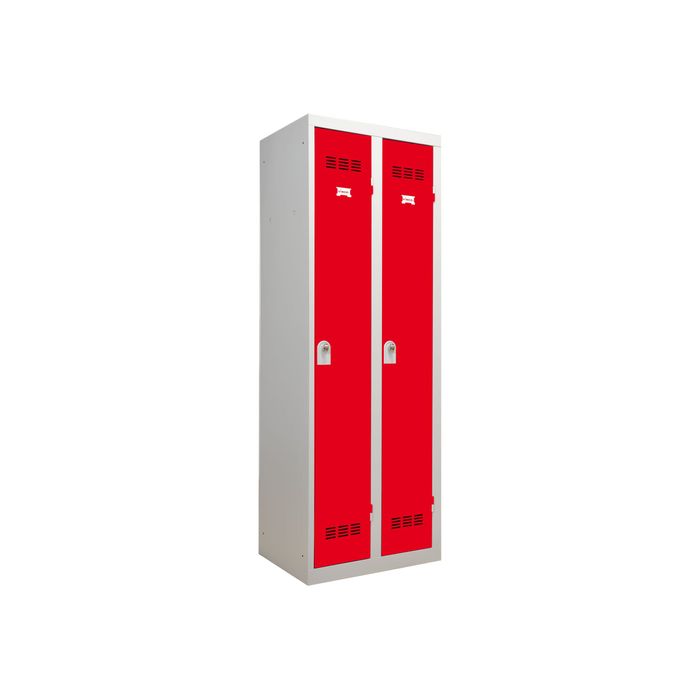 3219093104725-Vestiaire Industrie Propre - 2 portes - 180 x 60 x 50 cm - gris/rouge-Angle gauche-0