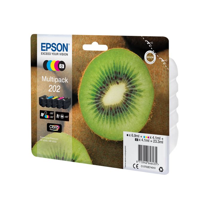 8715946646435-Epson 202 Kiwi - pack de 5 - noir, noir photo, cyan, magenta, jaune - cartouche d'encre orig-Angle droit-0