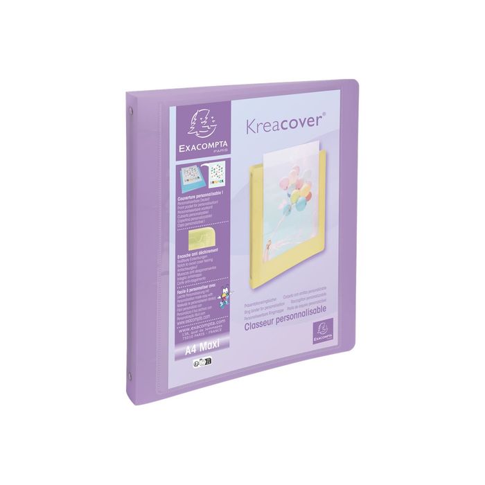 3130630517795-Exacompta Kréacover Pastel - Classeur à anneaux personnalisable - Dos 40 mm - A4 - pour 275 feuilles - disponib-Angle gauche-8