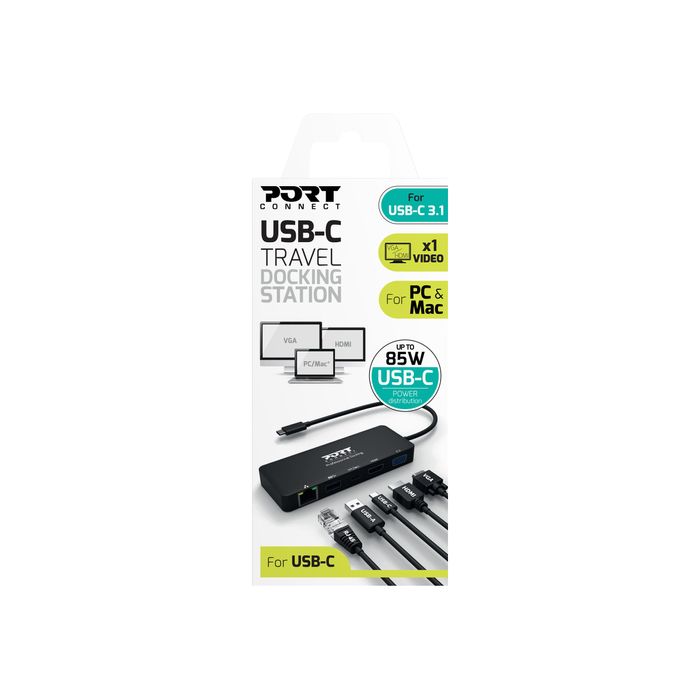 3567049019099-PORT Connect - station d'accueil USB-C de voyage pour PC et Mac- VGA, HDMI-Avant-9