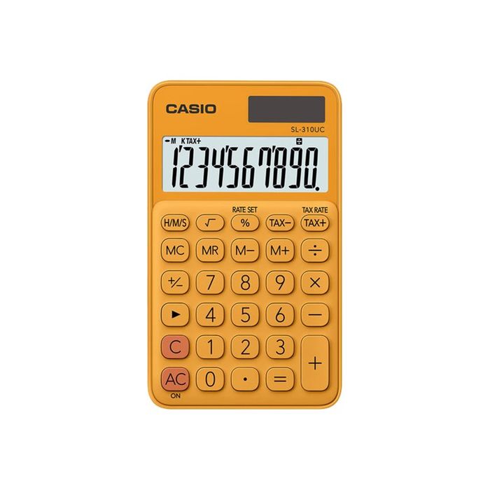 4549526700149-Calculatrice de poche Casio SL-310UC - 10 chiffres - alimentation batterie et solaire - orange-Avant-0