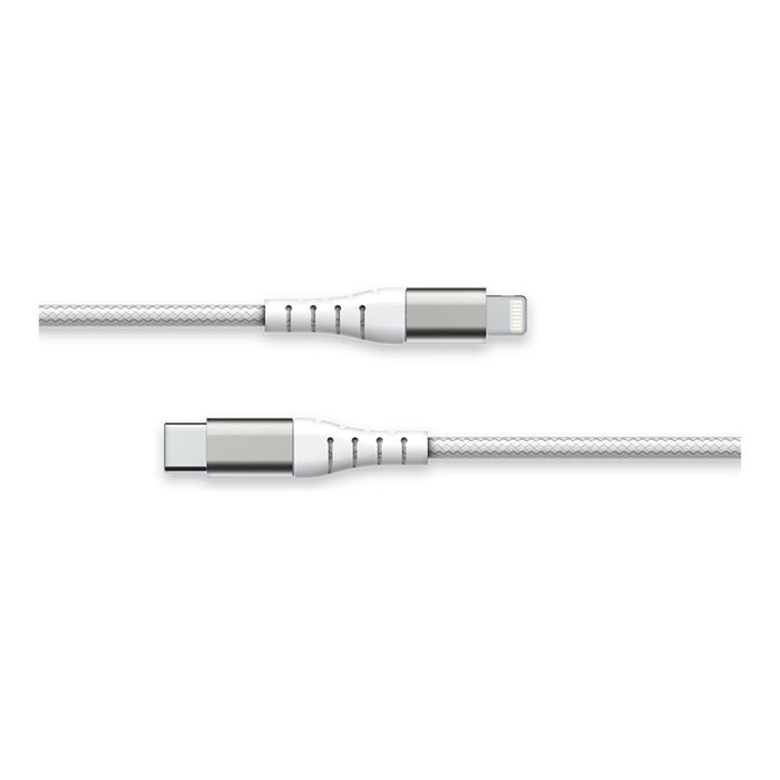 3571211493693-Force Power Lite -  Câble renforcé - USB-C - Lightning - 1.2 m - 3A - Blanc - Garanti à v-Multi-angle-0