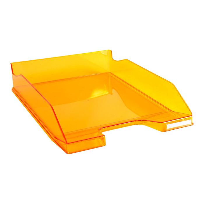 9002493019911-Exacompta COMBO Glossy - Corbeille à courrier orange translucide-Angle gauche-1