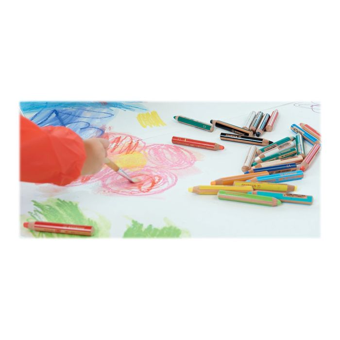 4006381115476-STABILO Woody 3 in 1 - Crayon de couleur pointe large - rouge-Multi-angle-1