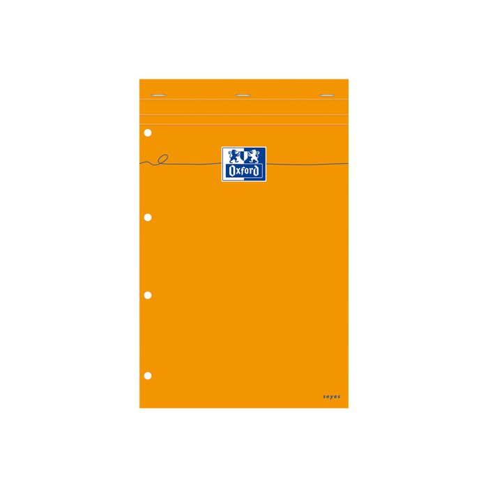 3020120803890-Oxford - Pack de 5 Blocs notes - A4 + - 160 pages - grands carreaux - perforés - orange-Avant-0