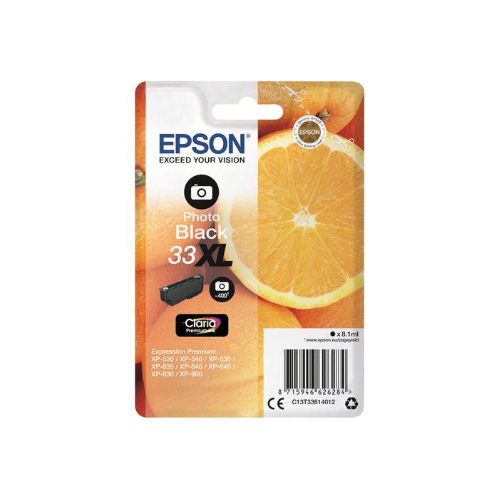 8715946600598-Epson 33XL Oranges - noir photo - cartouche d'encre originale-Avant-0