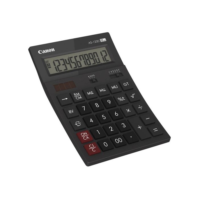 4960999673677-Calculatrice de bureau Canon AS-1200 - 12 chiffres - alimentation batterie et solaire-Angle gauche-0