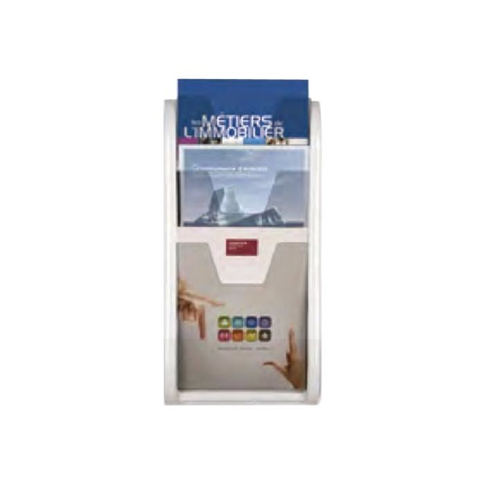 3660412031046-Promocome - Trieur mural / Porte-brochures monobloc 3 niveaux A4 - blanc-Avant-0