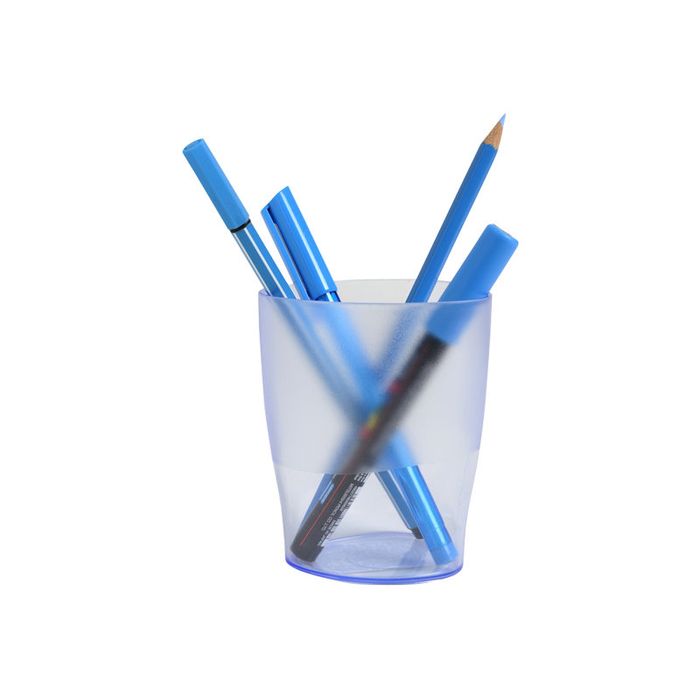 9002493099098-Exacompta EcoPen - Pot à crayons bleu glacé transparent-Avant-2
