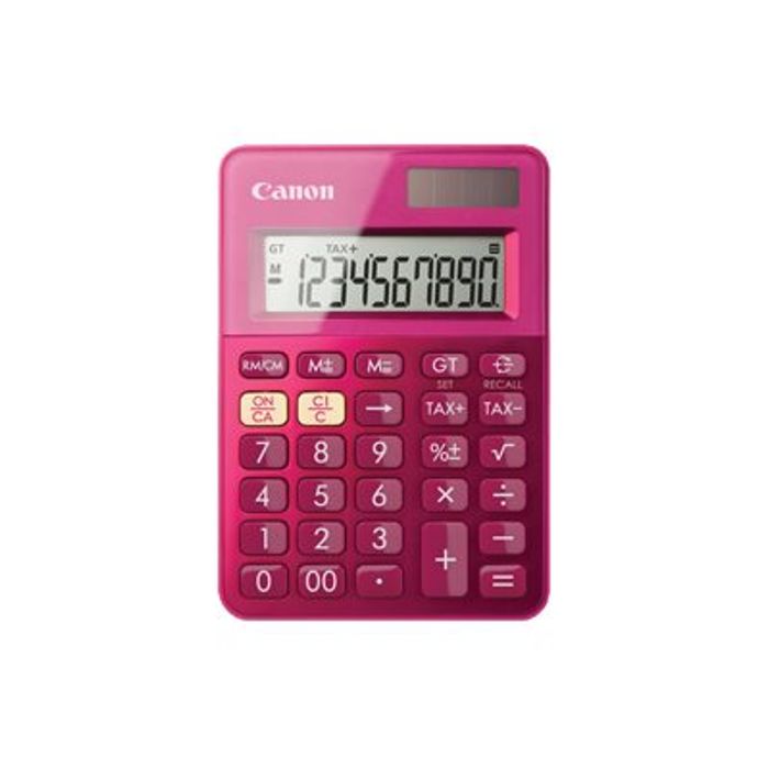 2012349449943-Calculatrice de bureau Canon LS-100K - 10 chiffres - alimentation batterie et solaire - rose-Avant-0