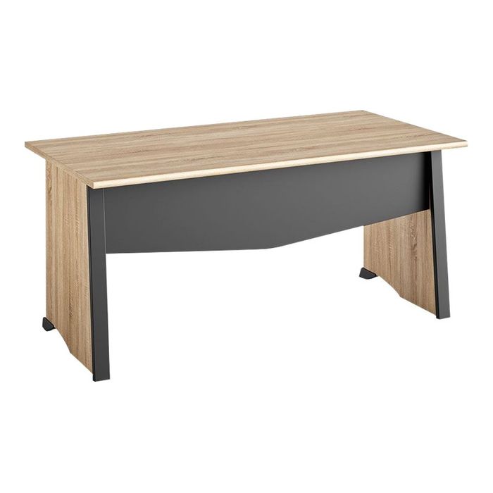 3483600874313-Bureau MAMBO - 160 cm - Pieds panneaux - Chêne Sonoma/noir-Arrière-0