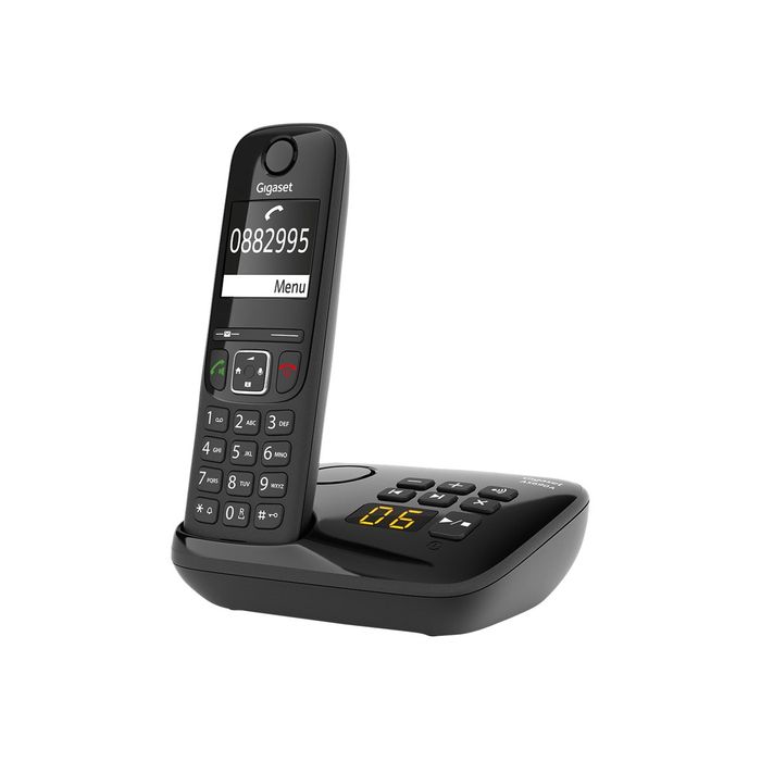 4250366854694-Gigaset AS690A Duo - téléphone sans fil + combiné supplémentaire - avec répondeur - noi-Angle droit-0