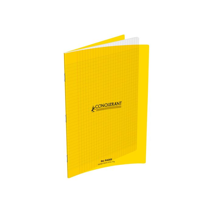 3020120216928-Conquérant Classique - Cahier polypro 24 x 32 cm - 96 pages - grands carreaux (Seyes) - jaune-Avant-0