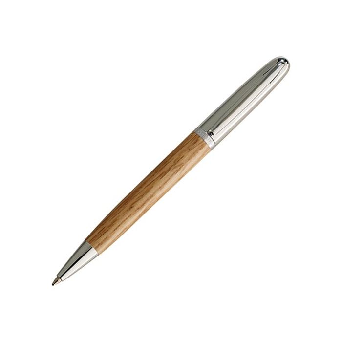 3108722410729-Oberthur Séquoia - Stylo à bille chêne / chromé-Angle gauche-1