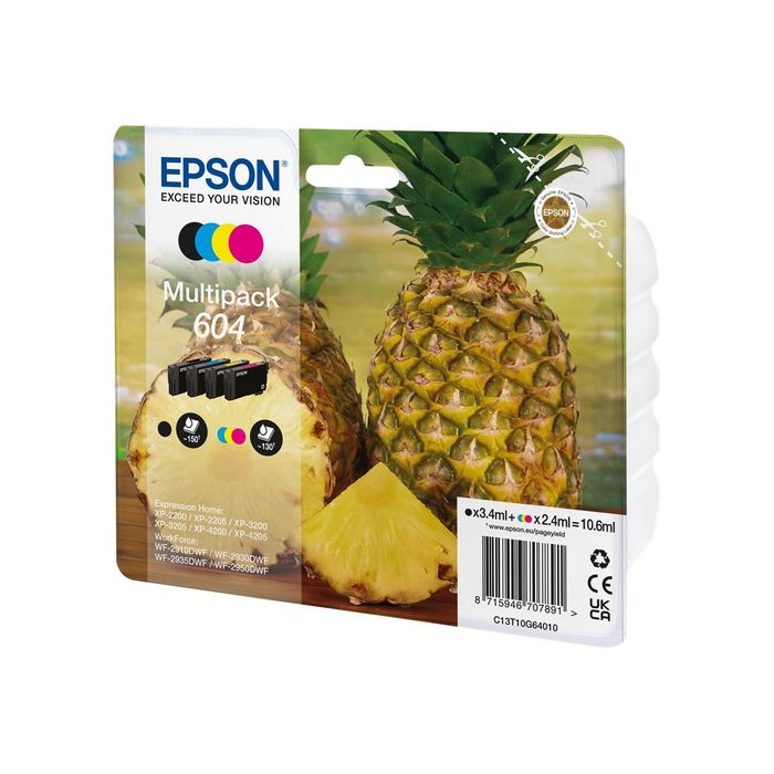 8715946707891-Epson 604 Ananas - pack de 4 - noir, jaune, cyan, magenta - cartouche d'encre originale-Angle droit-0