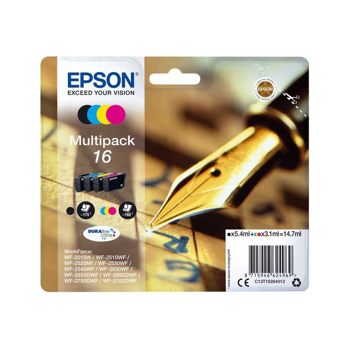 8715946624976-Epson 16 Stylo plume - Pack de 4 - noir, cyan, magenta, jaune - cartouche d'encre originale-Avant-1