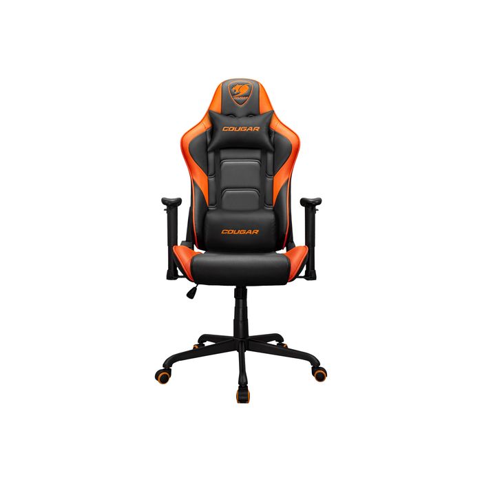 4710483775512-Fauteuil gamer ARMOR Elite - accoudoirs réglables - appui-tête intégré - Noir/orange-Avant-0