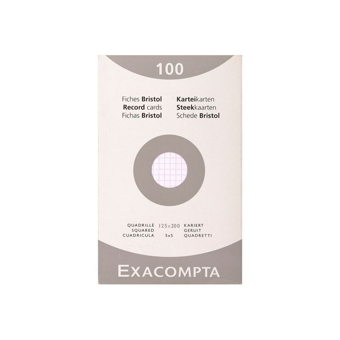 3020122350224-Exacompta - Pack de 100 Fiches bristol - 12,5 x 20 cm - petits carreaux - blanc-Avant-0