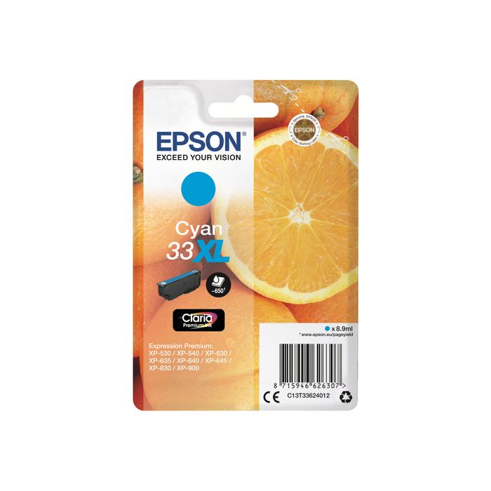 8715946600611-Epson 33XL Oranges - cyan - cartouche d'encre originale-Avant-0