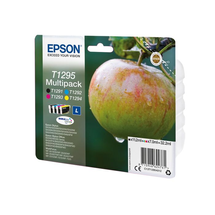 8715946465586-Epson T1295 Pomme - Pack de 4 - noir, cyan, magenta, jaune - cartouche d'encre originale-Angle droit-2