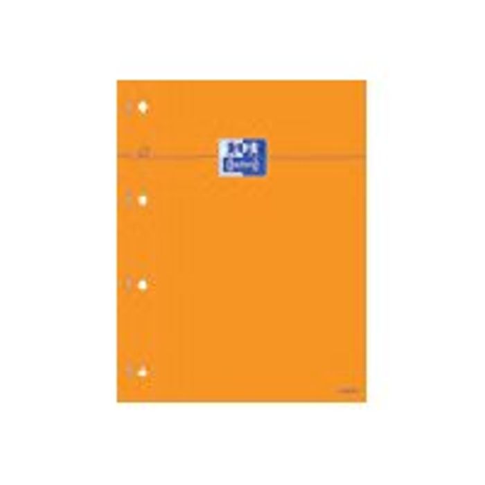 3020120803791-Oxford - Pack de 5 Blocs notes - A4 - 160 pages - grands carreaux - perforés - orange-Avant-0