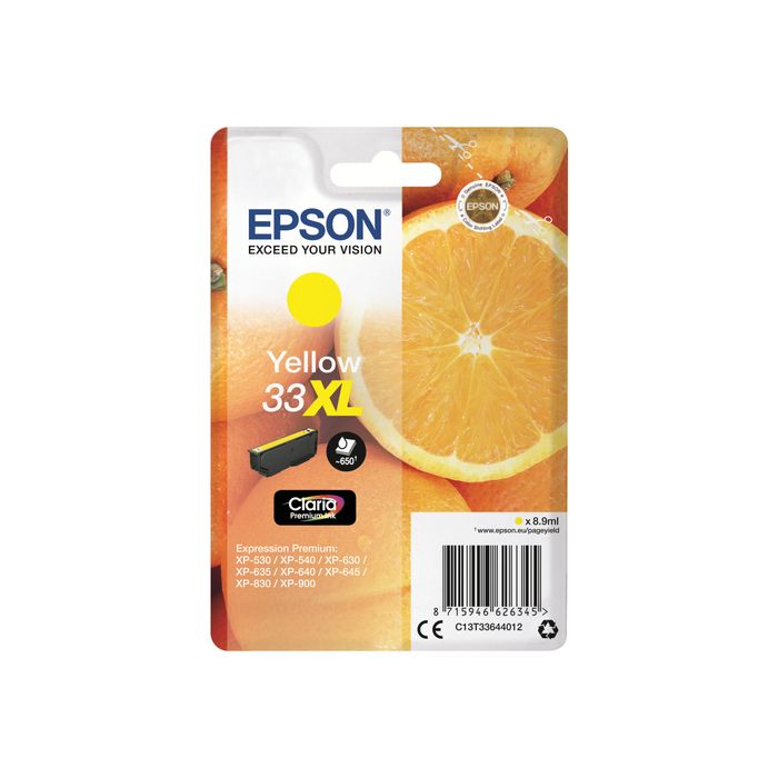 8715946600659-Epson 33XL Oranges - jaune - cartouche d'encre originale-Avant-0