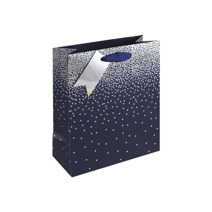 5033601004745-Clairefontaine - Sac cadeau - pluies d'étoiles bleu - 21,5 cm x 10,2 cm x 25,3 cm-Angle gauche-0