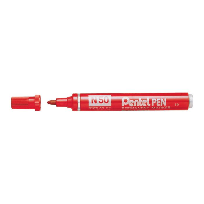 4902506077998-Pentel PEN N50 - Marqueur permanent - pointe ogive - rouge-Avant-0