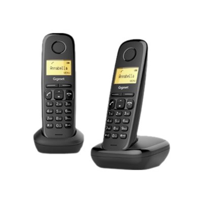 4250366851143-Gigaset A170 Duo - téléphone sans fil + combiné supplémentaire - noir-Angle droit-0
