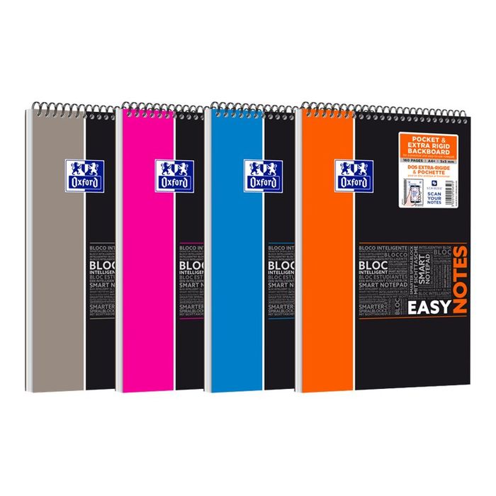 3020120056593-Oxford Etudiants Easynotes - Bloc notes A4+ (24 x 29,7 cm) - 160 pages - petits carreaux (5x5 mm) - disponib-Angle gauche-1