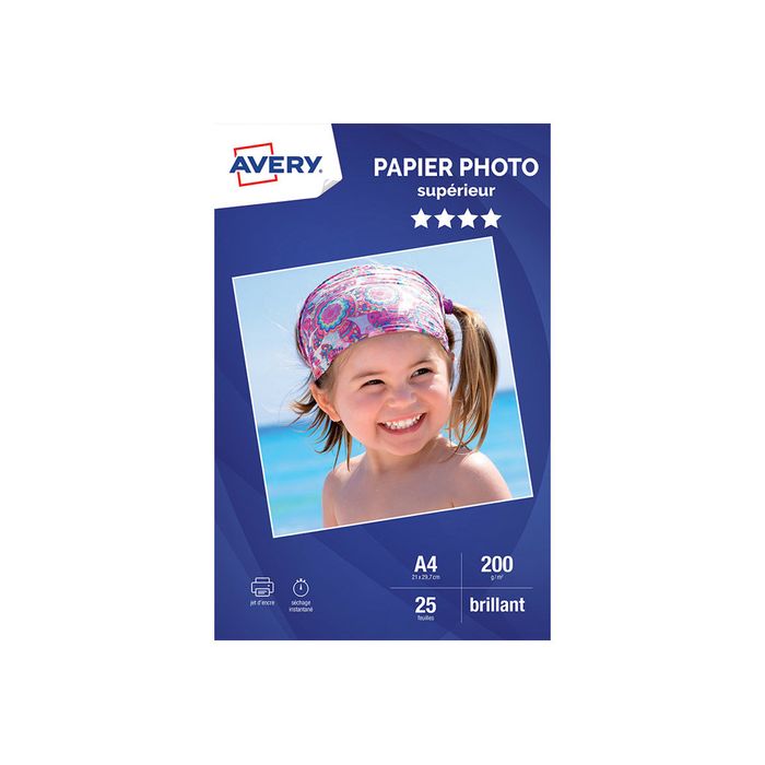 3266550055847-Avery - Papier Photo brillant - A4 - 200 g/m² - impression jet d'encre - 25 feuilles-Avant-0